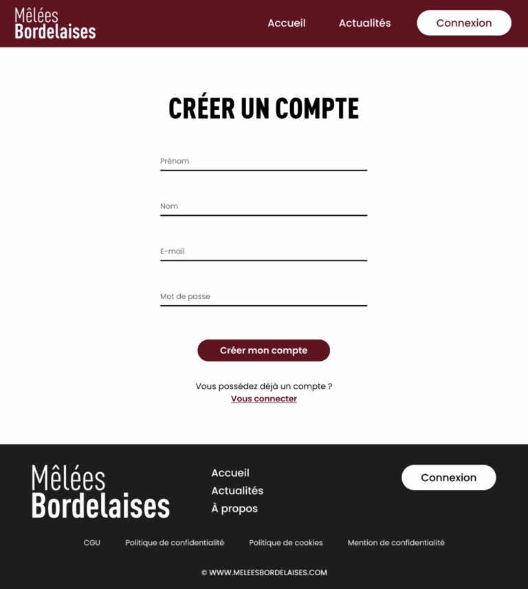 Créer un compte - Mêlées Bordelaises
